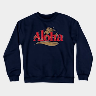 Red and Gold Hawaiian Aloha Crewneck Sweatshirt